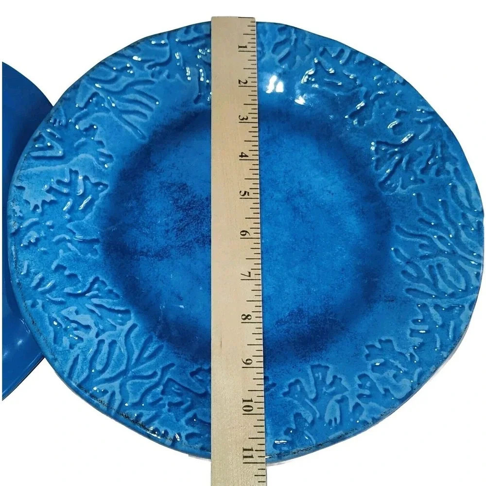 Pier 1‎ Melamine Blue Coral Textured Dinner Plate 11